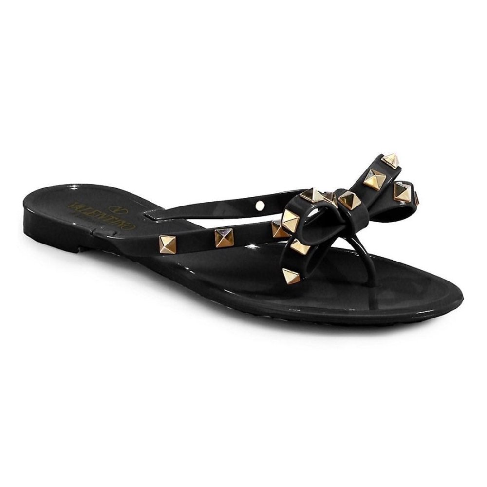 Valentino Black Jelly Rockstud Sandals